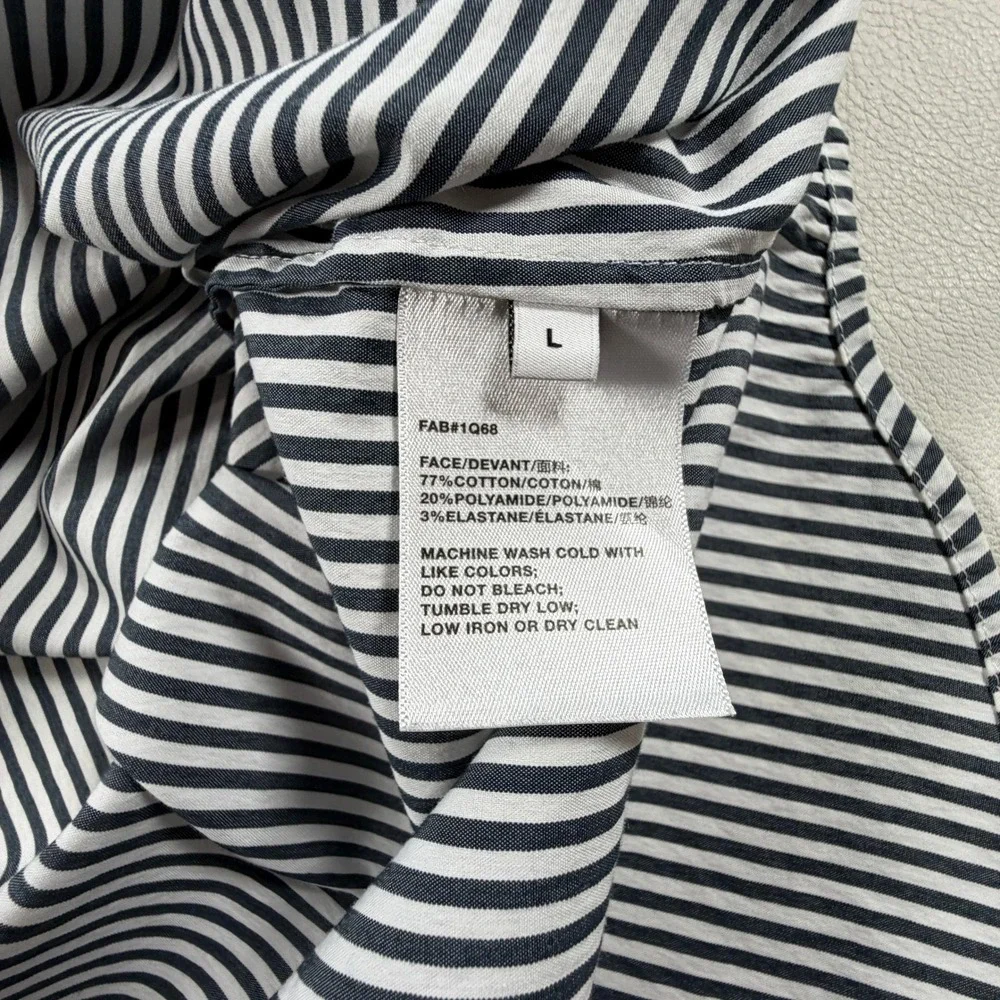 Lafayette 148 New York Womens Navy White Striped Button Down Shirt Large - Picture 11 of 16